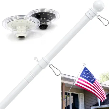 Outdoor Aluminum Alloy Banner Flagpoles with Solar Flagpole Lights and Wall Mount Installation Brackets