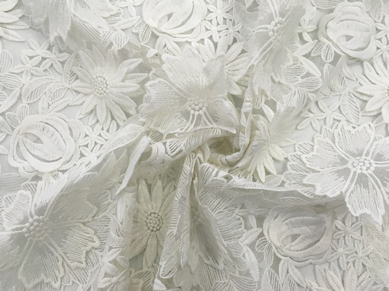 3D Handmade Flower Embroidery Fabric