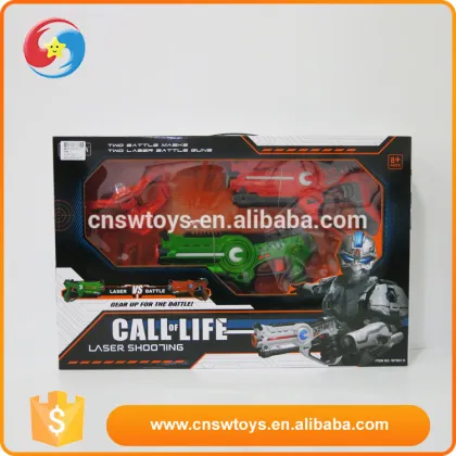 Laser shooting gun set toy two battle masks and two laser battle guns