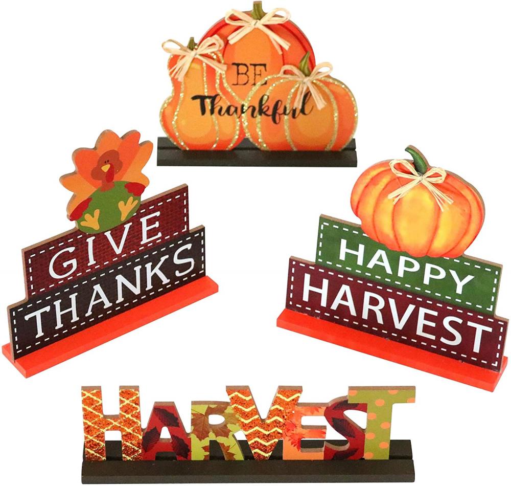 4 Pack Decorative Signs Harvest Table Decoration