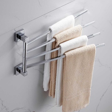 2/3/4 Bars Stainless Steel Towel Shelf Wall-Mounted Bathroom Towel Holder Shelf Rotating Rail Holder Hanger Adhesive Force