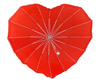 Creative Heart-shaped UV Protection Parasol Long Handle Wedding Umbrella for Gift