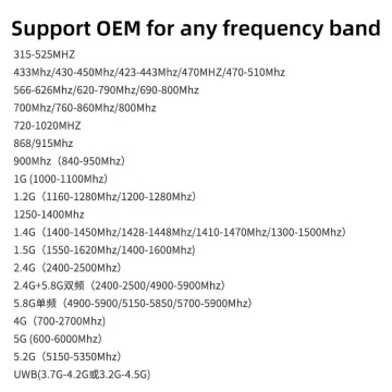Antena de cuello de cisne de fibra de vidrio de frecuencia personalizada de 315MHz-6GHz