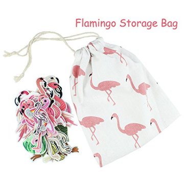 Flamingo applique แพทช์เย็บปักถักร้อยกระเป๋าเก็บของ