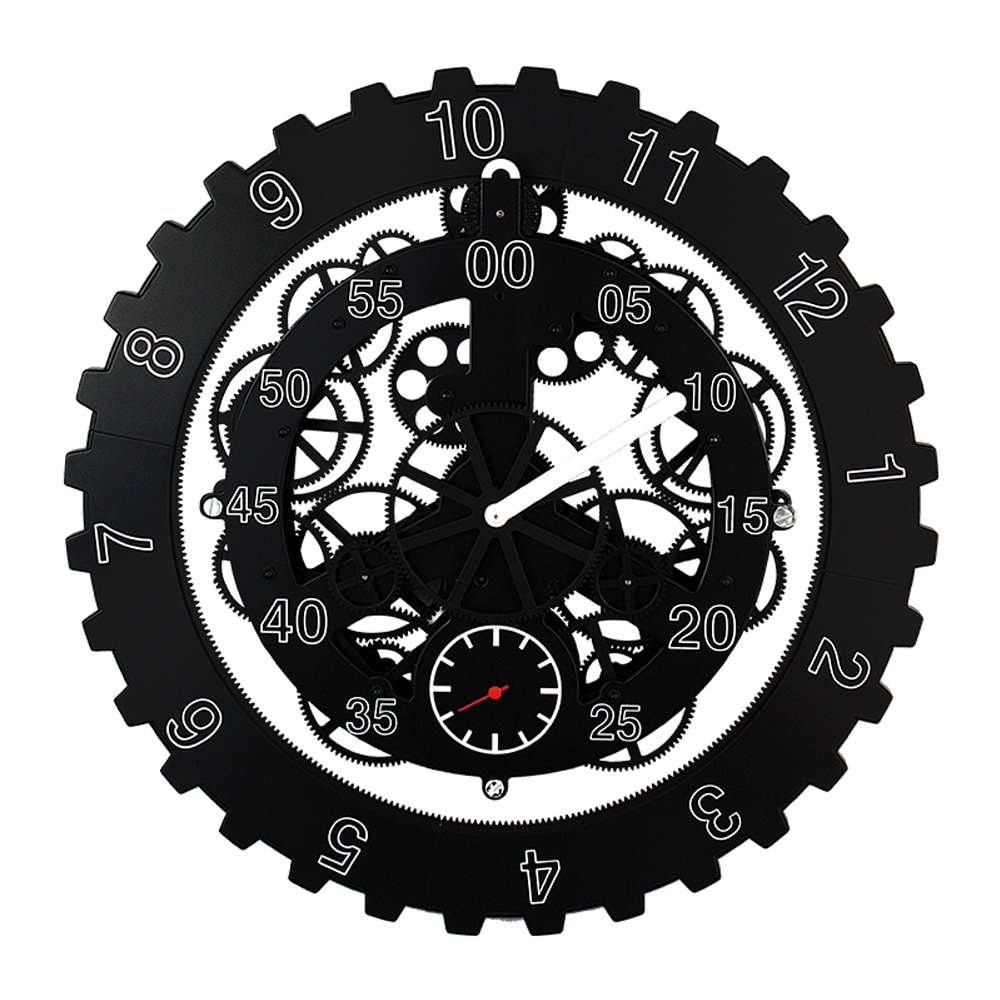 Black Tire-shape Gear Wall Clock Large