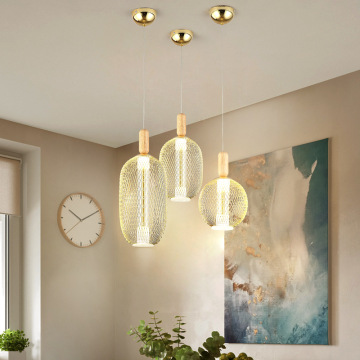 Lampes à suspension LEDER en verre et bois
