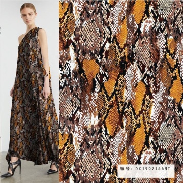 Snake Skin Leopard Pattern Printed Faille Crepe Fabric