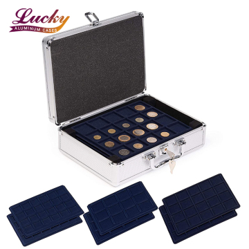 Lockable Aluminium Coin Collector Case with 6 Trays