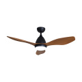 Wood color blade ceiling fan with light