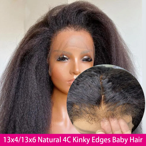 brazilian human hair wigs Kinky Straight Lace Front Wig Edges Wig Factory