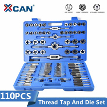 XCAN 110pcs Metric Tap Die HSS Screw Tap Drill Hand Plug Tap Wrench Threading Tools Tap and Die Set