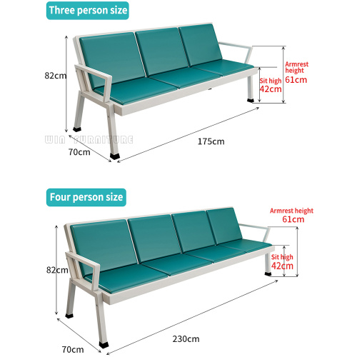 Chaise d&#39;attente publique commerciale en métal en option de couleur