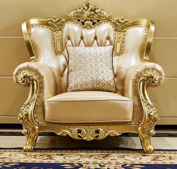 Victorian Villa Royal Gold Antique Sofa Set with Carved Frame and Cushions