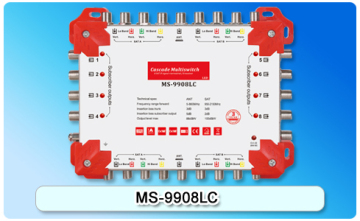 Cascade 9X8 Satellite Multiswitch with Indicating LED 9 inputs 8 outputs MS-9908C