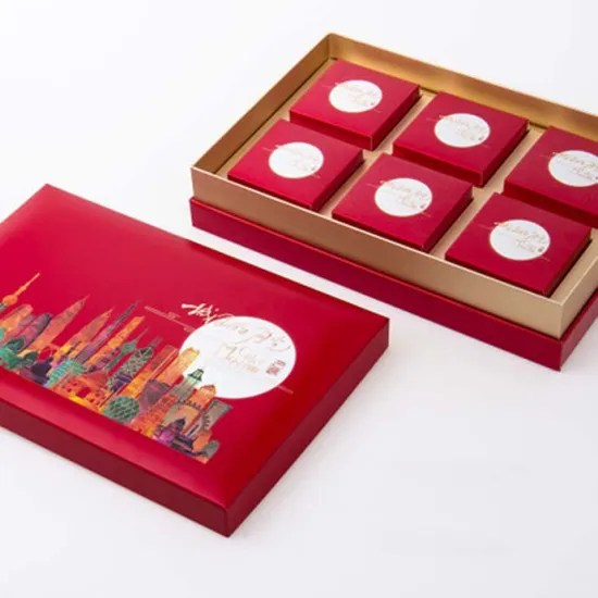 Custom 6 Cups Packing Mooncake Box with Lid
