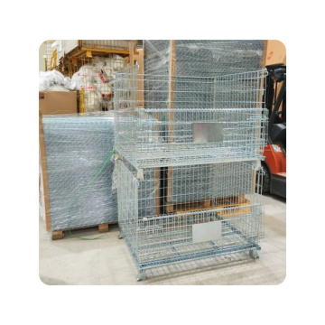Folding Lockable Steel Storage Cages for Efficient Mesh Container Storage Systems