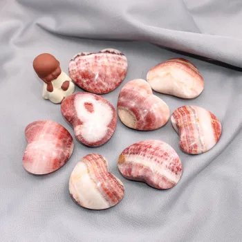 1Pcs Natural Rhodochrosite Quartz heart Healing Pork stone crystal Treatment crystal