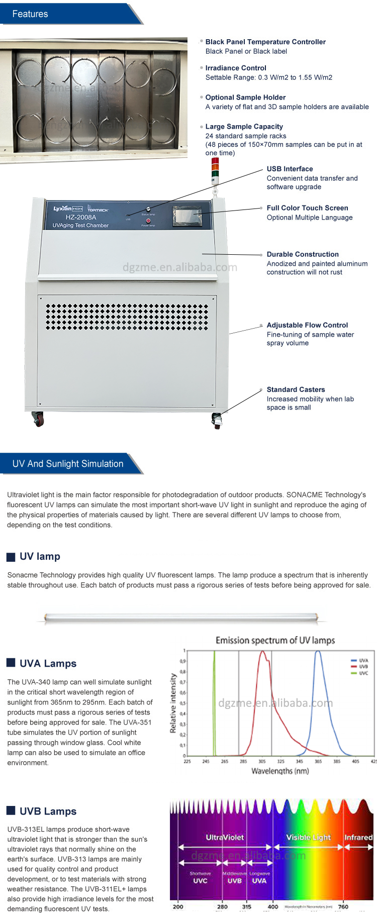 Uv Resistance Testing Machine For Iso 4892-1 Fabric Uv Aging Test ...