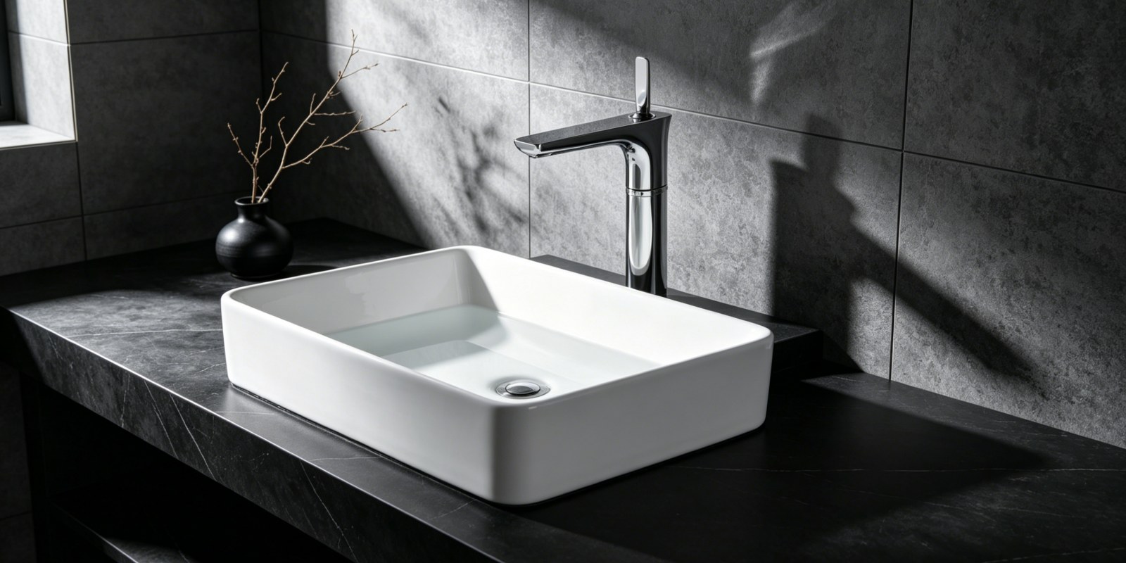 Bathroom basin with taps
