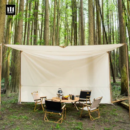 Outdoor Oversized TC Cotton Roof Tent Awning Rain Shed L-Shaped Canopy Side Wall Tent