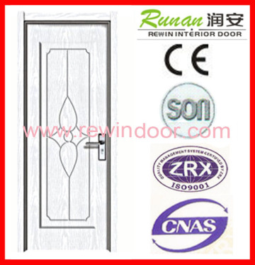 semi solid wooden door interior pvc door with frosted glass