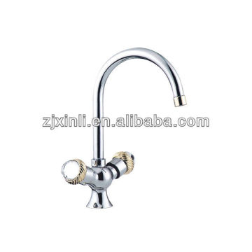 High Quality Dual Handle Brass Kitchen Tap, Polish and Chrome Finish