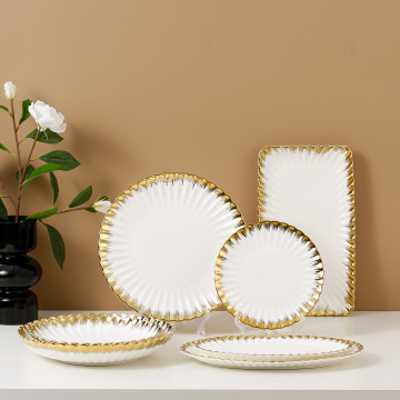 Ceramic 10 Inch Charger Plates with New Gold Rim for Weddings