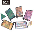 Geometric rhombus multicolor leather cosmetic bag