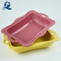 Colorful Relief Ceramic Bakeware Set With Handle