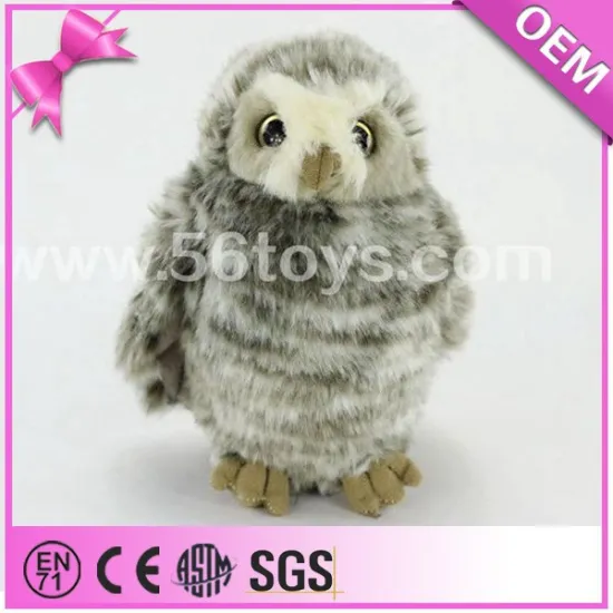 OEM custom big eyes grey soft plush owl, plush stuffed owl toy