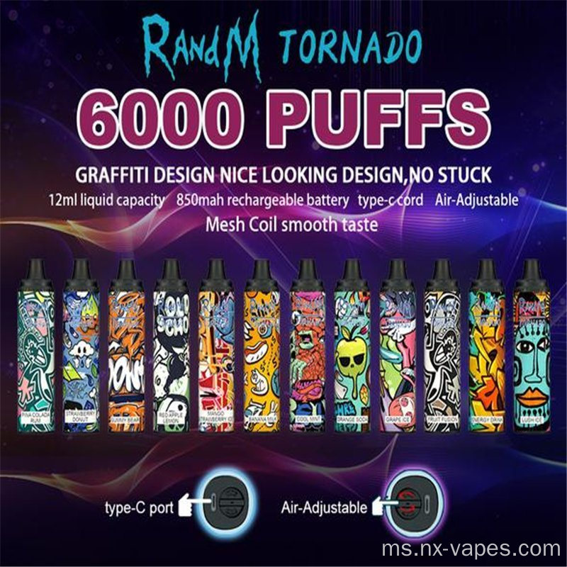 Randm Tornado 6000 Puffs Vape Geching