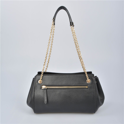 Exclusive Leather shoulder bag with double chain handles