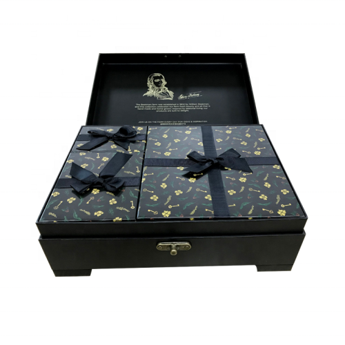 Custom retro black luxury book shaped gift box