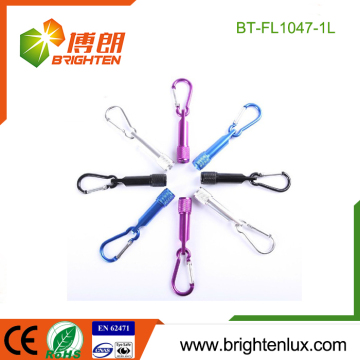Factory Wholesale Custom Multi-color Promotional Aluminum Pocket Kids Mini 1 led Metal Keychain With Carabiner Clip Light