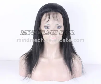 Natural color straight human hair silk top wig