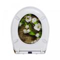 Duroplast Soft Close Toilet Seat in white-flower pattern