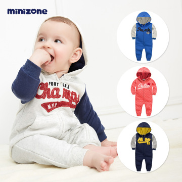 Children's autumn and winter clothes plus velvet baby jumpsuit high quality hooded baby jumpsuit winter