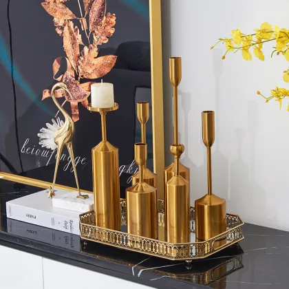 Luxury Gold Metal Candle Holders for Home Decor