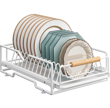 Metal Slide Out Drawer for Kitchen Cabinet Countertop - Pull Out Dish Rack