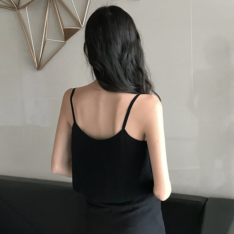Chiffon Womens Tank Tops Sleeveless Blouse Tee T shirts Summer 2020 Sexy Vest Camisole Sexy V-Neck Crop Top White Blue Black