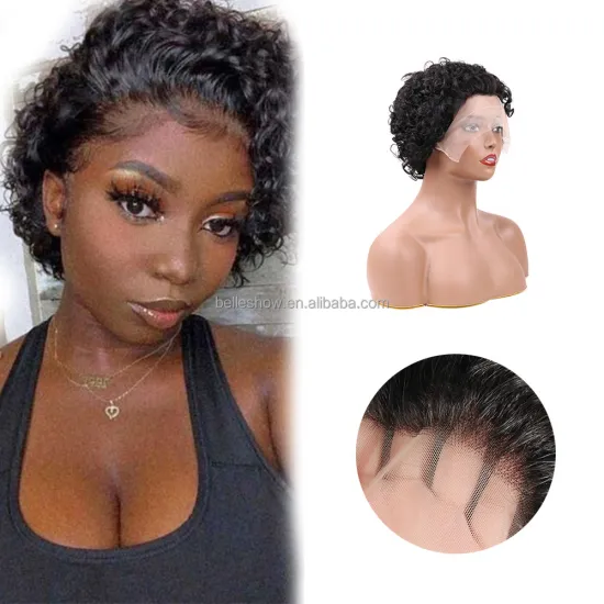 Ombre Honey Blonde Pixie Cut Bob Lace Frontal Human Hair Wigs Short Kinky Curly Colored Pre Plucked Woman Lace Front Bob 13x1