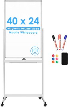 40X24inch Double Sided Dry Erase Board on Wheels