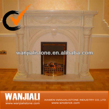Beige Marble Stone Fireplace