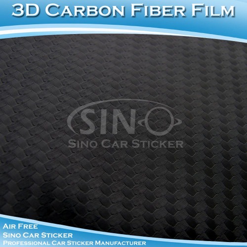 3D serat karbon hitam mobil membungkus Film Adhesive Vinyl Rolls