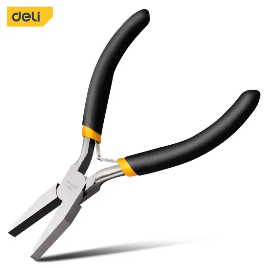 Deli Tools DL103105 Mini Flat Nose Pliers Tool Carbon Steel Black Pliers Sets For Beading DIY Jewelry Making Pliers