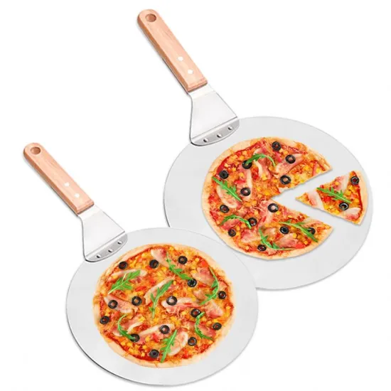 Non-Stick Aluminum Stainless Steel 12 Inch Pizza Peel with Wooden Handle
