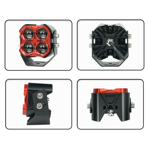 High Quality Aluminum 12V-80V Motorcycle LED Auxiliary Light With Harness Double Colors 86W Great Brightness 4 LED Fog Light