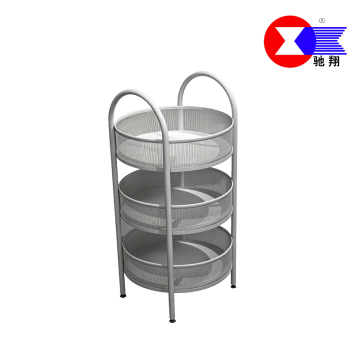3-Tier Round Mesh Floor Storage Trolley Stand