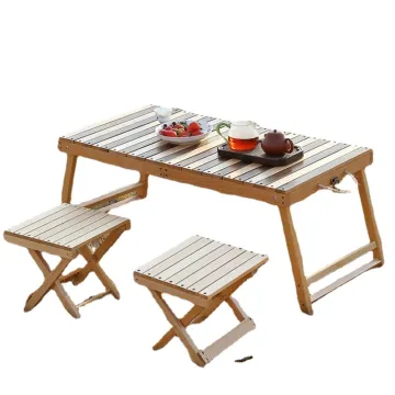 Portable Wooden Folding Camping Table for Outdoor Picnic and Barbecue