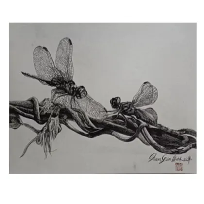 Pen painting creation "fly"